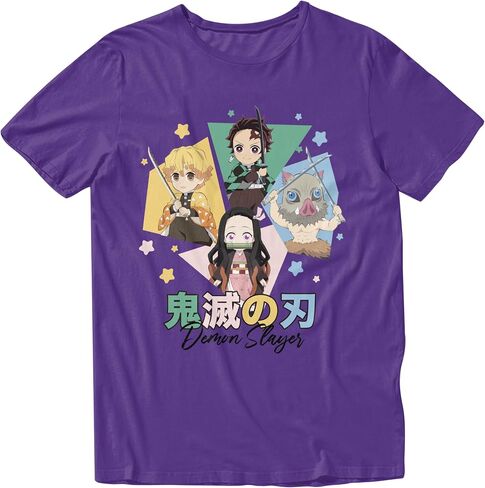 Demon Slayer Season 2 Kimetsu No Yaiba Anime Chibis & Kanji Casual Adult Unisex Men’s and Women’s Short Sleeve T-Shirt in Kuwait