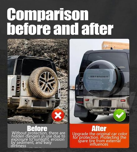 Spare Tire Cover ABS Spare Tyre Wheel Cover Protector fits for LR-Defender 110 90 130 2020-2024 2025 (Tasman Blue + Glossy Black + Black Letter) in Saudi Arabia