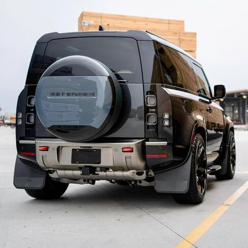 Spare Tire Cover ABS Spare Tyre Wheel Cover Protector fits for LR-Defender 110 90 130 2020-2024 2025 (Tasman Blue + Glossy Black + Black Letter) in Saudi Arabia