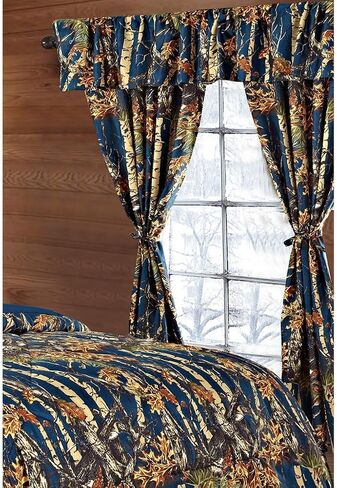 Regal Comfort The Woods Black Camouflage 5pc Curtain Set for Hunters Cabin or Rustic Lodge Teens Boys and Girls (Curtain, Black) in Saudi Arabia