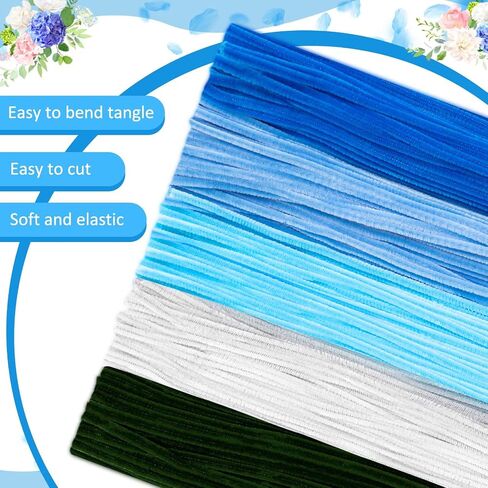 Peryiter 500pcs Pipe Cleaner Craft Pack, Blue, 12 Inch in Kuwait