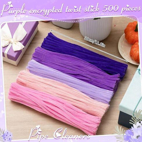 Peryiter 500 Pieces Pipe Cleaners Chenille Stems 12 Inch Craft Supplies Bulk for DIY Art and Craft Projects Creative Gift Wrapping Party Decorations(Pink Flower,12 Inch) in Kuwait
