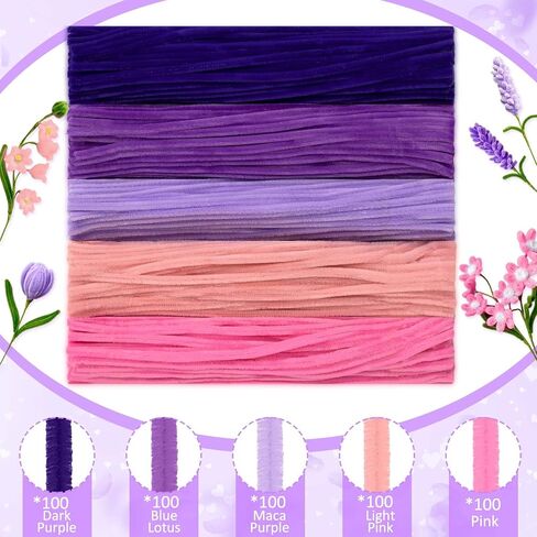 Peryiter 500 Pieces Pipe Cleaners Chenille Stems 12 Inch Craft Supplies Bulk for DIY Art and Craft Projects Creative Gift Wrapping Party Decorations(Pink Flower,12 Inch) in Kuwait