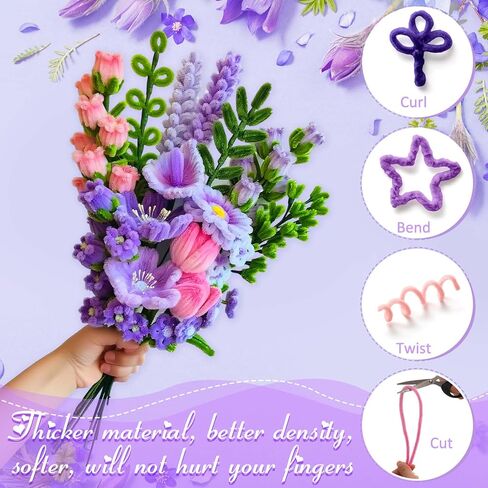 Peryiter 500 Pieces Pipe Cleaners Chenille Stems 12 Inch Craft Supplies Bulk for DIY Art and Craft Projects Creative Gift Wrapping Party Decorations(Pink Flower,12 Inch) in Kuwait