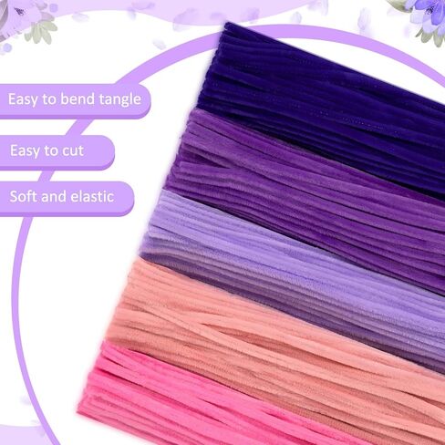 Peryiter 500 Pieces Pipe Cleaners Chenille Stems 12 Inch Craft Supplies Bulk for DIY Art and Craft Projects Creative Gift Wrapping Party Decorations(Pink Flower,12 Inch) in Kuwait