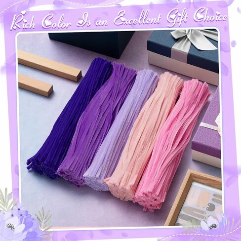 Peryiter 500 Pieces Pipe Cleaners Chenille Stems 12 Inch Craft Supplies Bulk for DIY Art and Craft Projects Creative Gift Wrapping Party Decorations(Pink Flower,12 Inch) in Kuwait