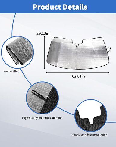 الزجاج الأمامي الظل Sun For Ford Explorer 2020 +، DSWSQ قابلة للطي محررة غطاء النافذة الأمامية ، نافذة Sunshade Front Window Shield UV Shield for Explorer in Kuwait