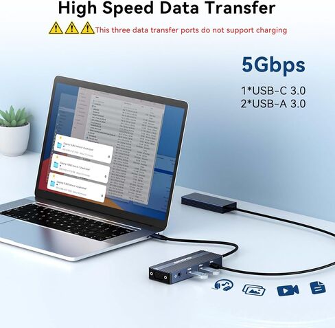 ANYOYO USB C Docking Station, 8 in 1 Docking Station Dual Monitor, Docking Station 3 Monitors with Dual HDMI and VGA, 5Gbps Data Transfers, Laptop Dock for MacBook Air/Pro,Dell XPS,HP, Lenovo(Gray) in Kuwait