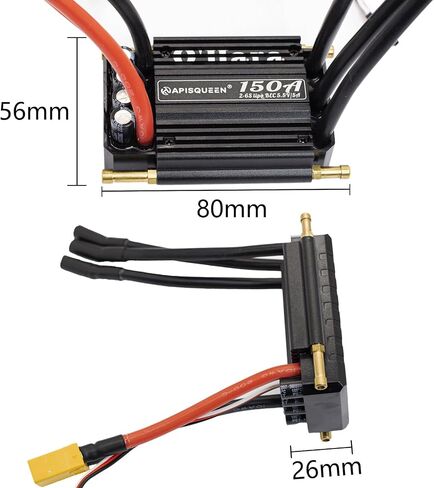 O'Hara 50A 2-6S LiPo ESC Waterproof Brushless Electronic Speed Controller with BEC and XT60 4.0mm Banana Head Connector for Model Ship RC Boats in Kuwait