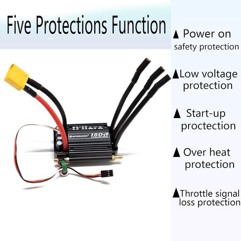 O'Hara 50A 2-6S LiPo ESC Waterproof Brushless Electronic Speed Controller with BEC and XT60 4.0mm Banana Head Connector for Model Ship RC Boats in Kuwait