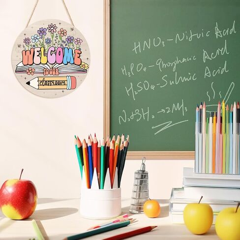 إكليل من باب الفصول الدراسية CelestDeco 3D ، مرحبًا بك في علامة الفصل الدراسي ، علامة باب المعلم ، مرحبًا بك في كتاب قلم القلم الرصاص في المدرسة ، اليوم الأول من زخرفة الجدار المدرسي لمرحلة ما قبل المدرسة في رياض الأطفال in Saudi Arabia