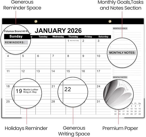 34" x 58" Dry Erase Calendar For Wall - Undated Wall Calendar Erasable Extra Large Wet & Dry Erase Laminated 12-Month Annual Yearly Wall Planner, No Stains or Ghosts, Reusable in Saudi Arabia
