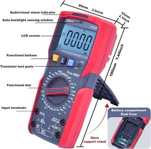 uni-t ut89xd multimeter multimeter ، TRMS 6000 Counts Volt Meter Ohmmeter 12V LED Test Devision in Kuwait