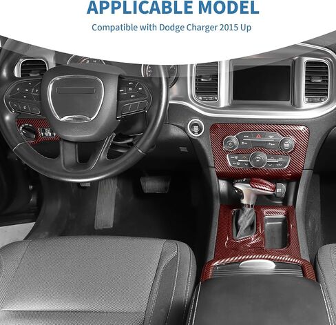 لشاحن لوحات المفاتيح Red Center Dash Dash Gear Swing Cover لـ Dodge Charger 2015 Up Red Interior Accessories 5pcs in Saudi Arabia