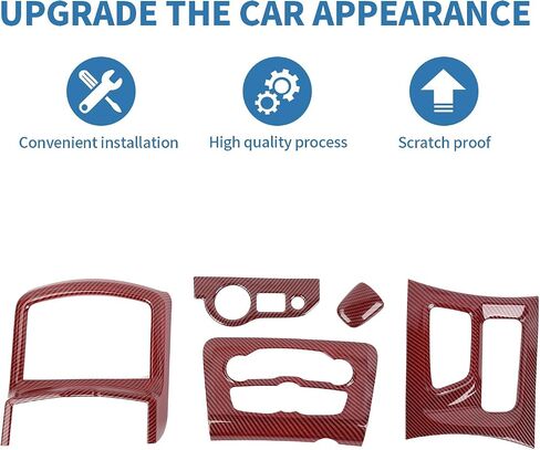 لشاحن لوحات المفاتيح Red Center Dash Dash Gear Swing Cover لـ Dodge Charger 2015 Up Red Interior Accessories 5pcs in Saudi Arabia