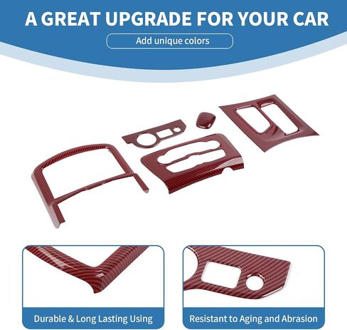 لشاحن لوحات المفاتيح Red Center Dash Dash Gear Swing Cover لـ Dodge Charger 2015 Up Red Interior Accessories 5pcs in Saudi Arabia