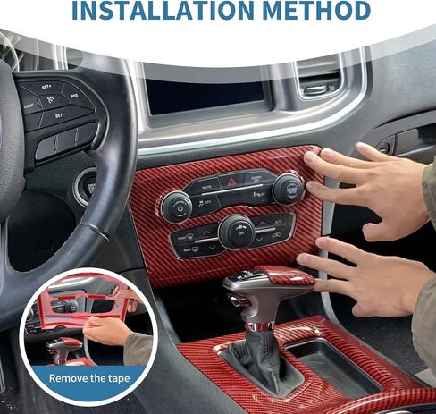 لشاحن لوحات المفاتيح Red Center Dash Dash Gear Swing Cover لـ Dodge Charger 2015 Up Red Interior Accessories 5pcs in Saudi Arabia