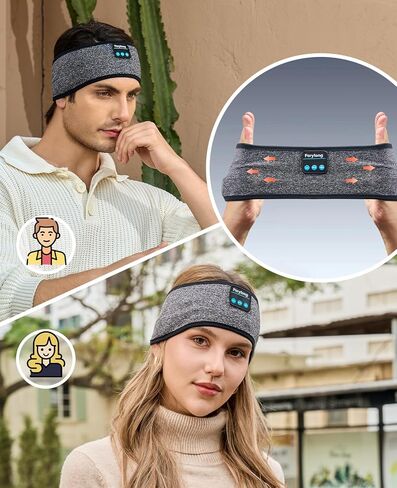 Perytong Sleep Headphones Bluetooth Headband, Headband Headphones Wireless Earphones Built in Speakers for Side Sleepers, Sleeping Headphones Sleep Earbuds Gifts for Men Women Teens in Kuwait