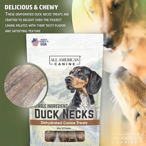 Natural Duck Neck Dog Treats – Single Ingredient, Dehydrated & Chewy – Low-Fat, High-Protein Training Reward – Made in USA – 12 Treats in Saudi Arabia