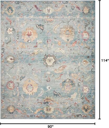 Loloi Margot Collection MAT-06 Denim / Multi 7'-6" x 9'-6" Area Rug, No-Shed Easy Clean Large Patterned Area Rug for Living Room, Bedroom, Dining Area in Saudi Arabia