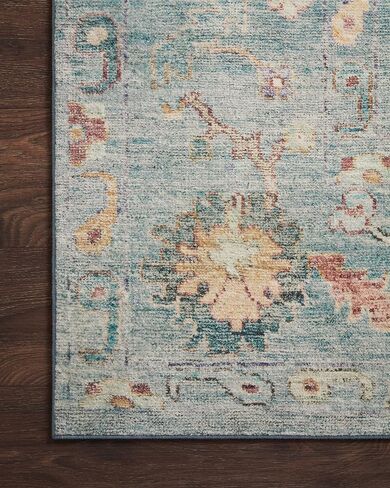 Loloi Margot Collection MAT-06 Denim / Multi 7'-6" x 9'-6" Area Rug, No-Shed Easy Clean Large Patterned Area Rug for Living Room, Bedroom, Dining Area in Saudi Arabia