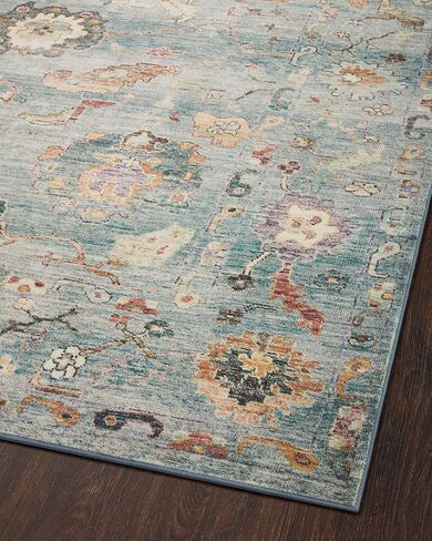 Loloi Margot Collection MAT-06 Denim / Multi 7'-6" x 9'-6" Area Rug, No-Shed Easy Clean Large Patterned Area Rug for Living Room, Bedroom, Dining Area in Saudi Arabia