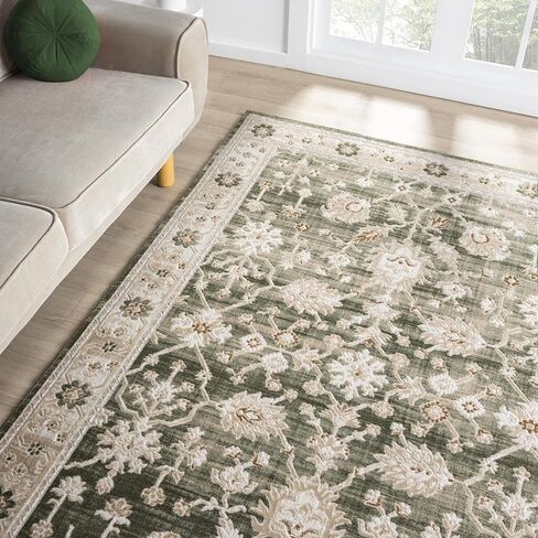 سجادة منطقة مزرعة زهرية خضراء-8 '× 10'-تصميم نباتي أنيق-مجموعة اللبلاب-غير محطمة ، مقاومة للتلاشي ، سهلة التنظيف-متينة للمناطق ذات المرور العالي-غرفة المعيشة وغرفة النوم in Saudi Arabia