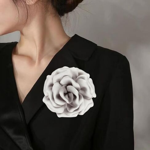 Satin Fabric Rose Flower Brooches Pins for Women Elegant 3D Large Camellia Flowers Floral Lapel Pins for Valentines Day Wedding Bridal Prom Banquet Party Dress Suit Clothes Accessories in Saudi Arabia