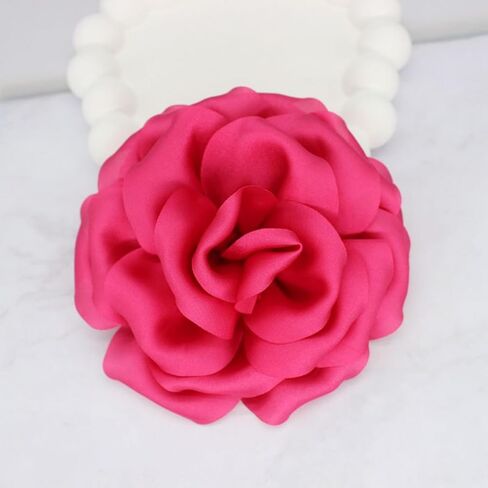 Satin Fabric Rose Flower Brooches Pins for Women Elegant 3D Large Camellia Flowers Floral Lapel Pins for Valentines Day Wedding Bridal Prom Banquet Party Dress Suit Clothes Accessories in Saudi Arabia