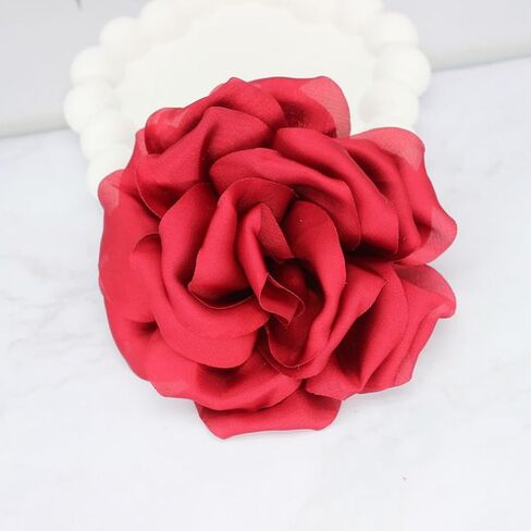 Satin Fabric Rose Flower Brooches Pins for Women Elegant 3D Large Camellia Flowers Floral Lapel Pins for Valentines Day Wedding Bridal Prom Banquet Party Dress Suit Clothes Accessories in Saudi Arabia