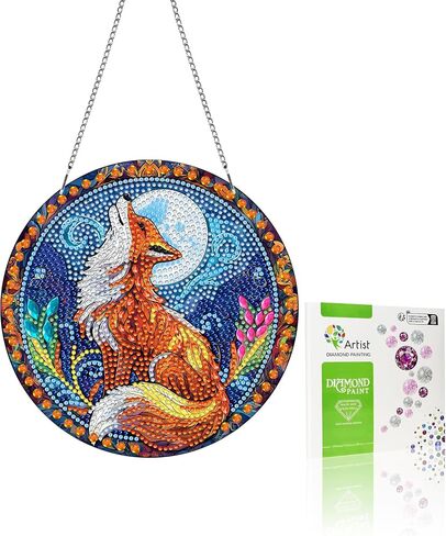 VAIIEYO Wolf Diamond Painting Hanging Ornament, Animal Diamond Painting Suncatchers Double Side Hanging Kit with Chain, 7.5x7.5 inch Crystal Pendant Art Craft for Gift Home Wall Door Decoration-ch in Saudi Arabia