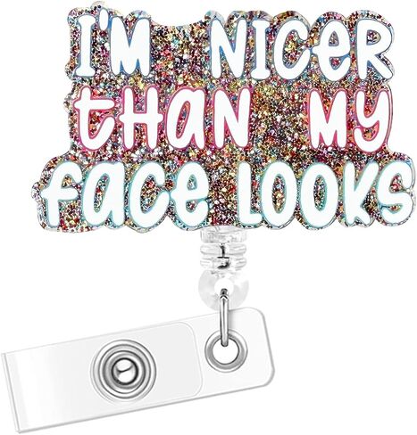 Nurse Badge Reel, Retractable ID Card Holder with Alligator Clip, Bling Acrylic Badge Holder, Demure Funny Design (Demure-1) in Saudi Arabia