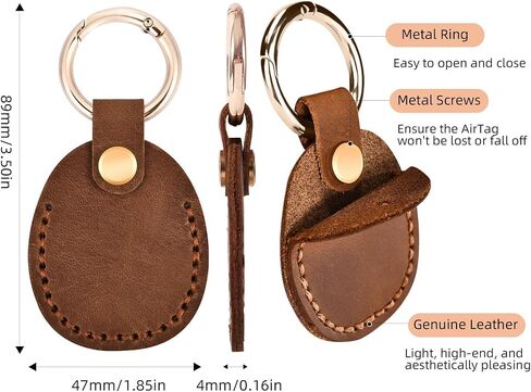 4 Pack Genuine Leather Apple Airtag Holder, Air Tag Case GPS Tracker, Airtag Keychain Accessories, GPS Case with Key Ring for Key Chain,Wallet,Luggage,Cat,Dog,Pets in Kuwait