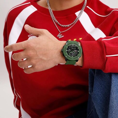 NAVIFORCE 5ATM Waterproof Sport Watches for Men Silicone Band Quartz Analog Digital Alarm Clock Chronograph Luminous Wristwatch in Kuwait