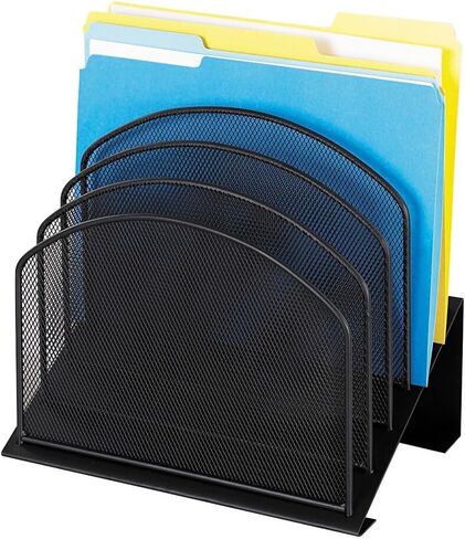 Safco Onyx Desk Organizer, 5 Tiered Vertical Compartments, Office and Classroom Mailbox , Paper and Mail Sorter, Steel Mesh, Black in Kuwait