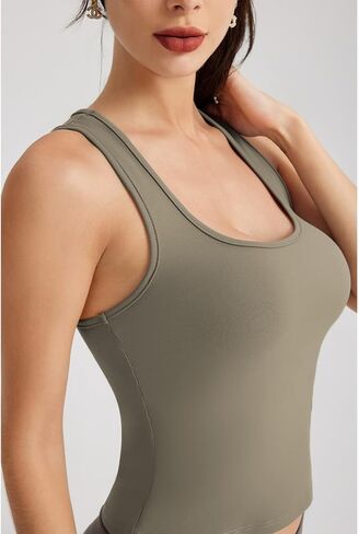 Women's Cropped Tank Top Racerback Sleeveless Workout Tops Going Out Y2K Tops Slim Fit Basic Cami Tank Shirts in Saudi Arabia