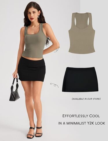 Women's Cropped Tank Top Racerback Sleeveless Workout Tops Going Out Y2K Tops Slim Fit Basic Cami Tank Shirts in Saudi Arabia