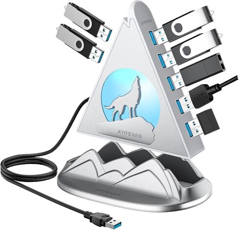 7 Port USB 3.0 Hub ، محور USB الوردي مع ضوء ليلي على شكل الذئب ، كابل طويل 2 قدم وقاعدة وردية ، للكمبيوتر المحمول ، الكمبيوتر ، محرك أقراص فلاش ، HDD ، وحدة التحكم ، الطابعة ، Keyborad ، الماوس والمزيد (شحن غير مدعوم) in Kuwait