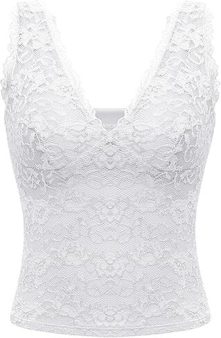 Reoria Womens Sexy v Neck Disteless Y2K Strendy Lace Braged Tails Tops Double Cloy Cloy Out Top in Saudi Arabia