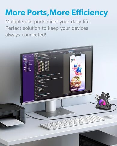 7 Port USB 3.0 Hub ، محور USB الوردي مع ضوء ليلي على شكل الذئب ، كابل طويل 2 قدم وقاعدة وردية ، للكمبيوتر المحمول ، الكمبيوتر ، محرك أقراص فلاش ، HDD ، وحدة التحكم ، الطابعة ، Keyborad ، الماوس والمزيد (شحن غير مدعوم) in Kuwait