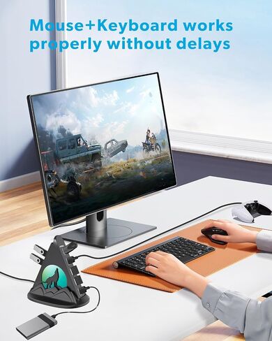 7 Port USB 3.0 Hub ، محور USB الوردي مع ضوء ليلي على شكل الذئب ، كابل طويل 2 قدم وقاعدة وردية ، للكمبيوتر المحمول ، الكمبيوتر ، محرك أقراص فلاش ، HDD ، وحدة التحكم ، الطابعة ، Keyborad ، الماوس والمزيد (شحن غير مدعوم) in Kuwait