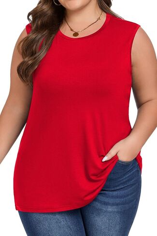 Plus Size Tops for Women Sleeveless Summer Tank Top Loose Fit Casual Tunics Shirts 1XL - 5XL in Kuwait