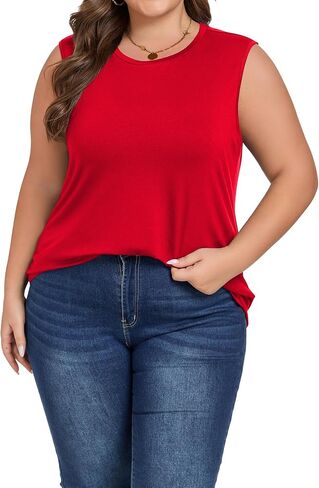 Plus Size Tops for Women Sleeveless Summer Tank Top Loose Fit Casual Tunics Shirts 1XL - 5XL in Kuwait