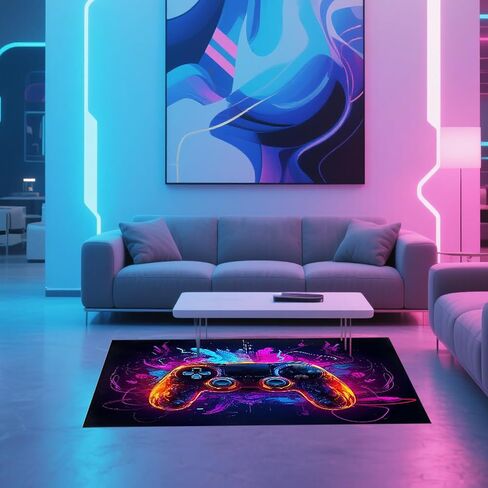 Cool Gaming Rug, 2.6’X5.2’ Gamer Rug Boys Room Decor, Gamepad Controller Player Carpet, Non-Slip Decoration in Game Area, Controller Game Carpet for Rooms and Sofas in Saudi Arabia