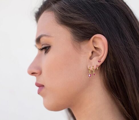 Earring Sets for Multiple Piercings – 14K Gold Huggie Hoop & Stud Earrings Set – Hypoallergenic Cartilage Earrings for Women Lightweight Non Tarnish Earring Stack in Kuwait