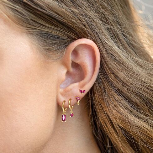 Earring Sets for Multiple Piercings – 14K Gold Huggie Hoop & Stud Earrings Set – Hypoallergenic Cartilage Earrings for Women Lightweight Non Tarnish Earring Stack in Kuwait