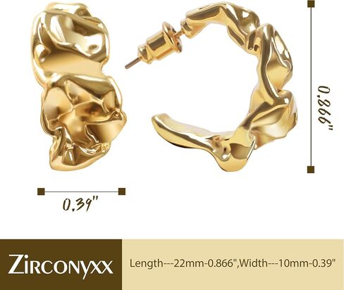 أقراط مطلية بالذهب 18K للنساء ، أطواق Huggie خفيفة الوزن - Hypoallergenic Open Twist Design Gift Hight in Saudi Arabia