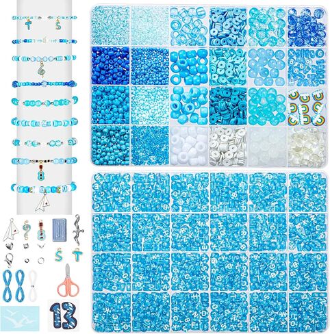 مجموعة سوار الصداقة الذهبية 2 صناديق -3814 PCS ألبوم جديد مستوحى من سوار الموسيقى صنع مجموعات مع حبات بذور زجاجية كلاي حبات لؤلؤة وخرز حرف مع سحر لصنع سوار in Kuwait