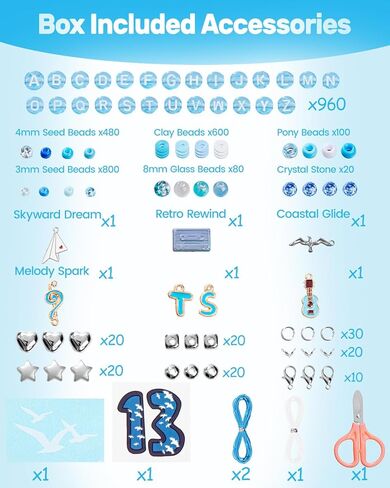 مجموعة سوار الصداقة الذهبية 2 صناديق -3814 PCS ألبوم جديد مستوحى من سوار الموسيقى صنع مجموعات مع حبات بذور زجاجية كلاي حبات لؤلؤة وخرز حرف مع سحر لصنع سوار in Kuwait