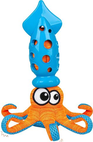 Squid Shaped Squeaky Dog Toys, Interactive tug of war and Teething Dog Toys, Safe TPR Material, Cute pet Toys for Dogs, Slinky Design for Fun Play(Blue) in Saudi Arabia